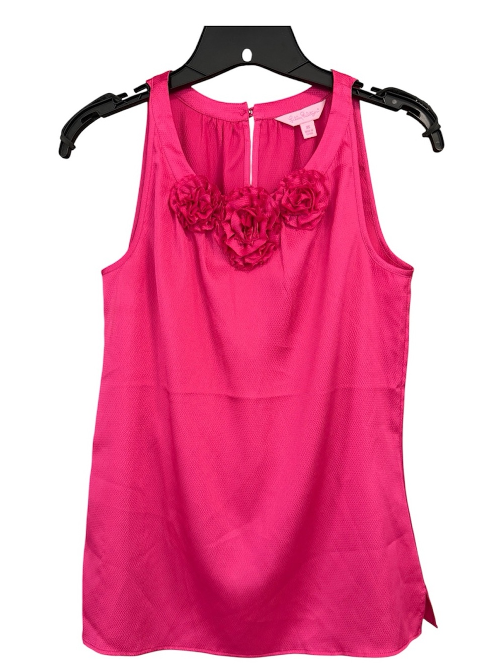 Lilly Pulitzer Magenta Pink Textured Floral Sleeveless Halter Roses Blouse XS